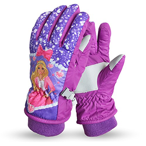 Wengift Princess Barbie Girls Ski Gloves