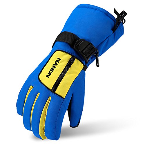 Magarrow Boys and Girls Warm Windproof Snowboard Gloves Waterproof Outdoor Ski Gloves (Blue (b), Small (Fit kids 6-7 years old))