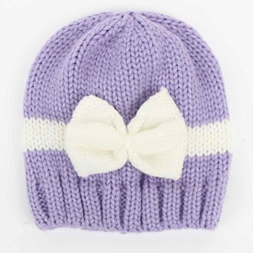 Baby Hat,Leegor Newborn Infant Knitting rosette Wool Crochet Hat Soft Cap (Purple)