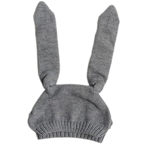 Baby Rabbit Ear Warm Hat, Misaky Toddler Boy Girl Knitted Crochet Beanie Cap (Gray)