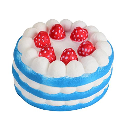 Jumbo Soft Strawberry Cake Cartoon Slow Rising Squeeze Squishy Kids Children Toy Gift by Staron (Blue)