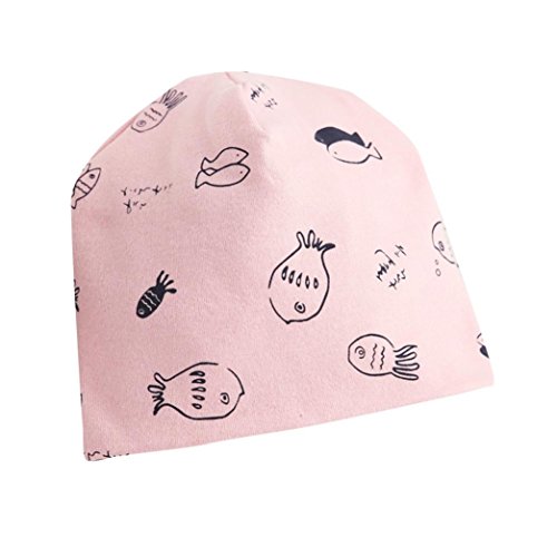 Cute Fish Baby Boy Girl Hat Winter Spring Kids Hats Keep Warm Skull Cap Beanie Set (Pink, S)