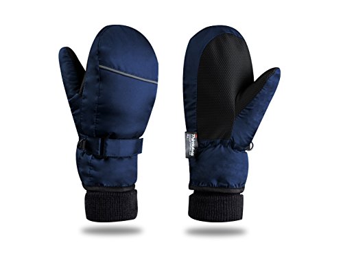 Kid's Ski Gloves Snowboard Snowmobile Waterproof Windproof 3M Thinsulate Winter Warm Snow Cold Gloves (XS, Navy)