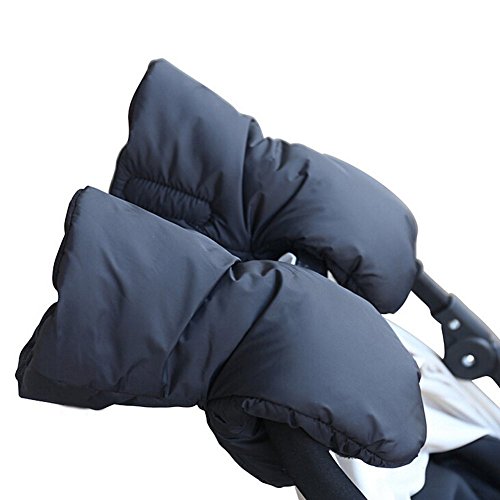 Stroller Hand Muff，Extra Thick Winter Waterproof Anti-freeze Gloves Kids Baby Pram Stroller Accessory Hand Warmer (Black)