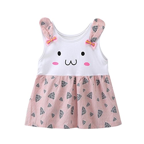 Lisin Cute Baby Girls Dresses, Toddler Sundress Rabbit Casual Princess Outfit Clothes Dress (Size:24Months, Pink)