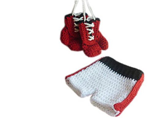 Pinbo Baby Photo Photography Prop Crochet Knitted Costume Boxer Gloves Shorts