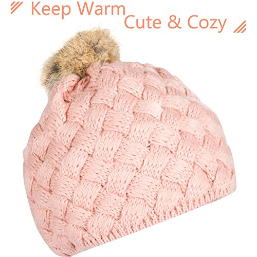 Zodaca Winter Warm Comfort Soft Crochet Pom Pom Beanie Knit Hat for Baby, Boys, Girls, Infant, Toddler, Pink