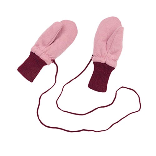 Hongxin Baby Gloves With String, Warm Knitting Full Finger Gloves Children Double Layer Thicken Gloves Mitten 2-10Y (Pink)