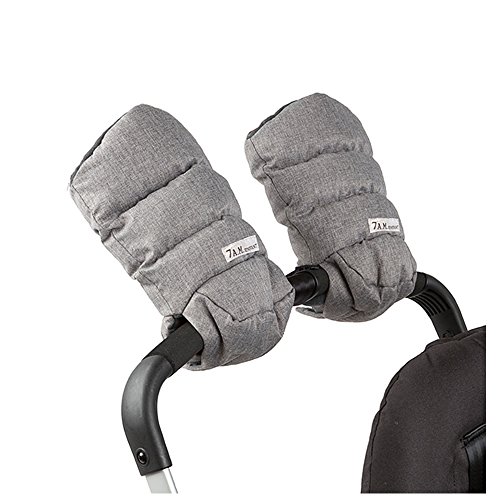 7AM Enfant WarMMuffs 212, Wind and Water-Resistant Stroller Gloves with Universal Fit, Best for Freezing Winter Conditions (Heather Grey, One Size, Set of 2)