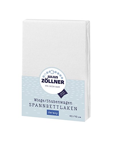 Julius Zöllner 8330013100 Jersey Spannbetttuch für Wiegen 90x40 und Stubenwagen, Farbe: weiß